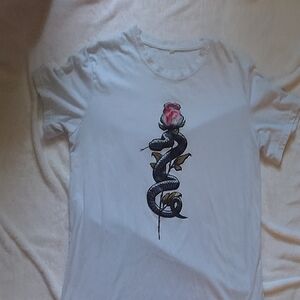 SHEIN White Short Sleeve Tee with Printed Design